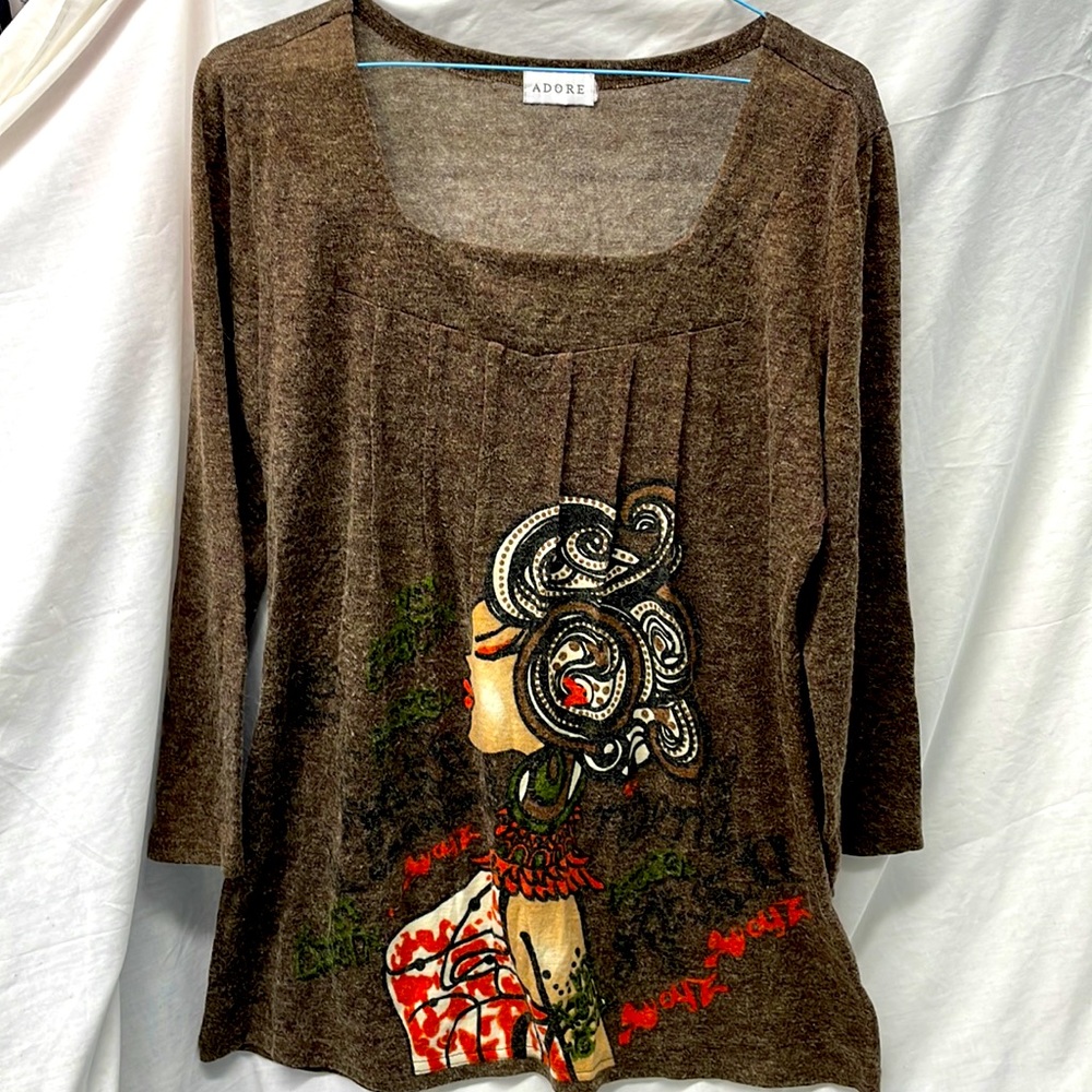 Adore Long sleeve sweater top ladies sz L